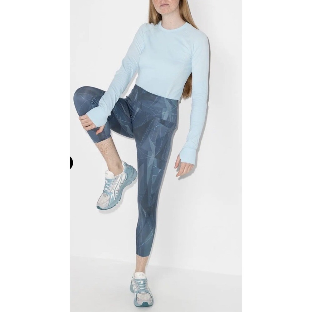 Sweaty Betty London Super Sculpt High Waist 7/8 Leggings Blue Zig Zag Sz Small